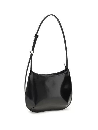 Jacquemus Le Petit Bisou Leather Shoulder Bag Adjustable Strap In Black