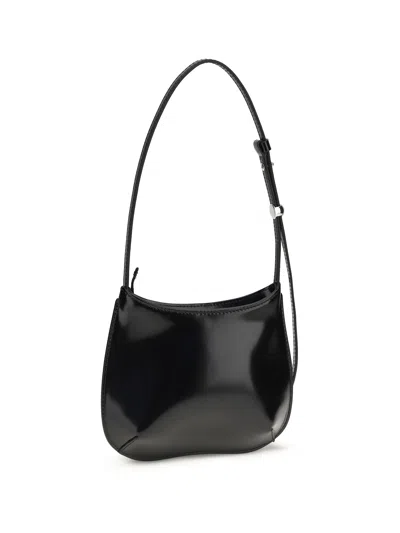 Jacquemus Le Petit Bisou Leather Shoulder Bag Adjustable Strap In Black