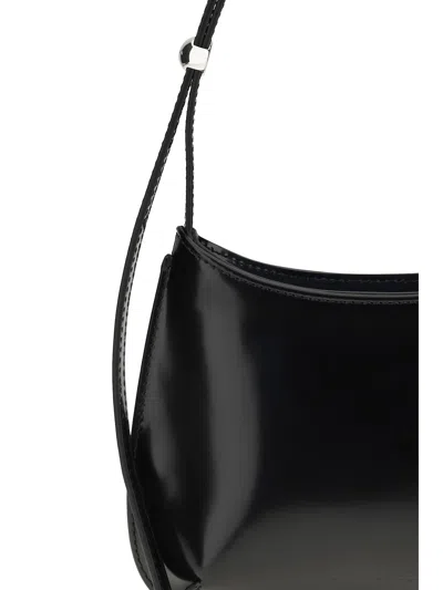 Jacquemus Le Petit Bisou Leather Shoulder Bag Adjustable Strap In Black