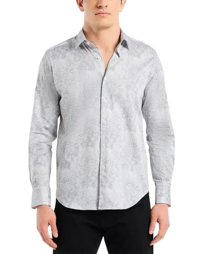 Robert Graham Lexington Floral Stretch Cotton Button-up Shirt In Gray