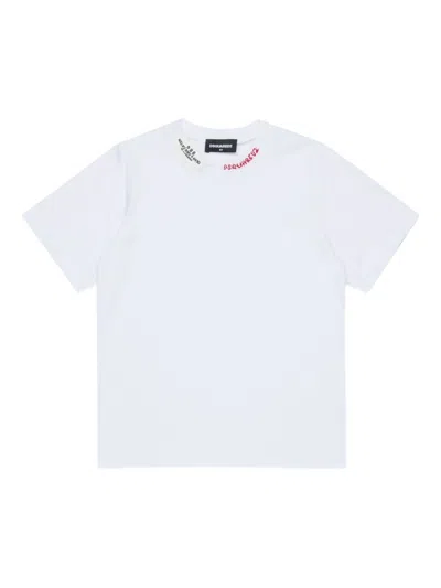 Dsquared2 Embroidered Slouch T-shirt In White