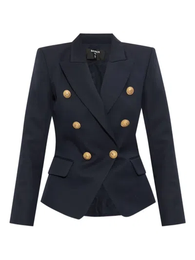 Balmain Double-breasted Blazer In Blue