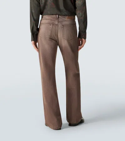 Our Legacy Denim Trousers Faded Effect Belt Loops Five Pockets In Brown