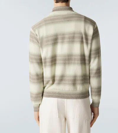 Auralee Cotton Silk Gradient Stripe Cardigan In Neutral