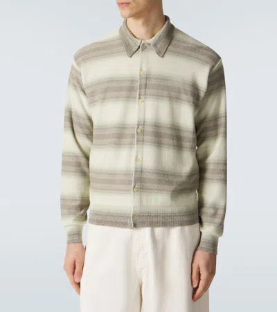 Auralee Cotton Silk Gradient Stripe Cardigan In Neutral