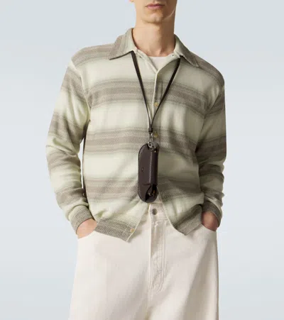 Auralee Cotton Silk Gradient Stripe Cardigan In Neutral