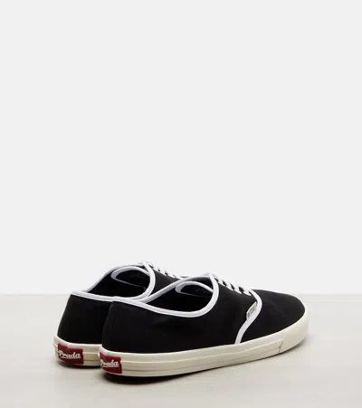 Prada Canvas Low Top Sneaker In Black
