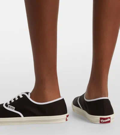 Prada Canvas Low Top Sneaker In Black