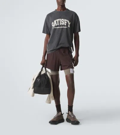 Satisfy Mothtech Printed Cotton Jersey T-shirt In Black