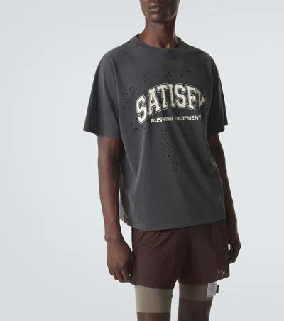Satisfy Mothtech Printed Cotton Jersey T-shirt In Black