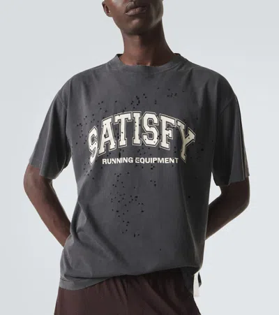 Satisfy Mothtech Printed Cotton Jersey T-shirt In Black