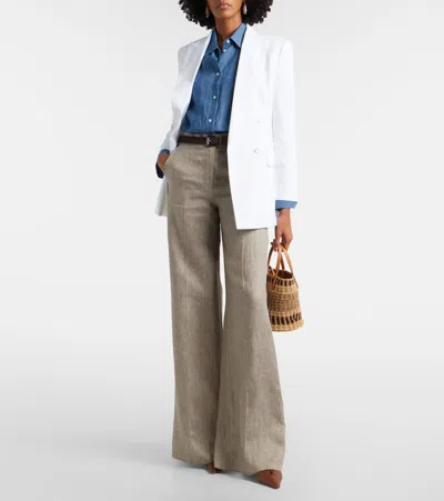 Max Mara Gitano Leather-trimmed Slingback Pumps In Brown