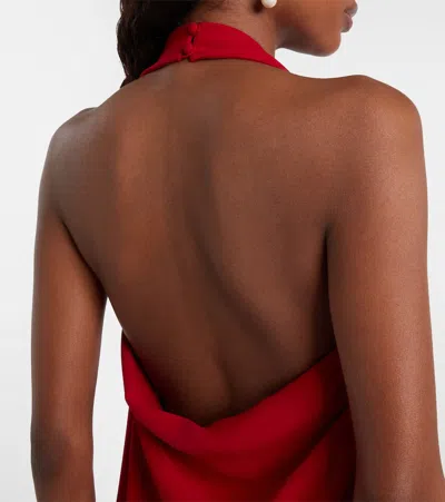 Valentino Womens Paris Halter-neck Silk-crepe Mini Dress In Red