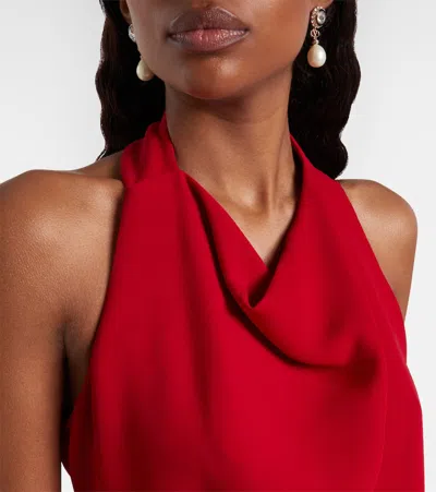 Valentino Womens Paris Halter-neck Silk-crepe Mini Dress In Red