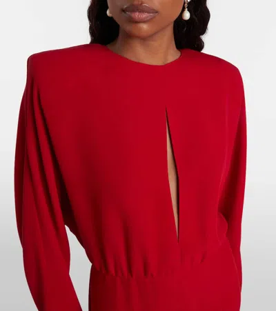 Valentino Donna Long Sleeve Blouson Silk Cady Couture Dress In Red