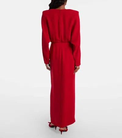 Valentino Donna Long Sleeve Blouson Silk Cady Couture Dress In Red