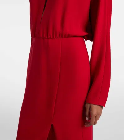 Valentino Donna Long Sleeve Blouson Silk Cady Couture Dress In Red