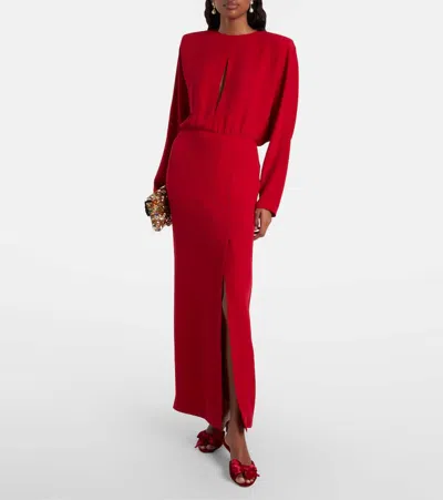 Valentino Donna Long Sleeve Blouson Silk Cady Couture Dress In Red