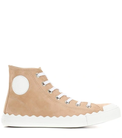 Shop Chloé Kyle Suede High-top Sneakers In Reef Shell