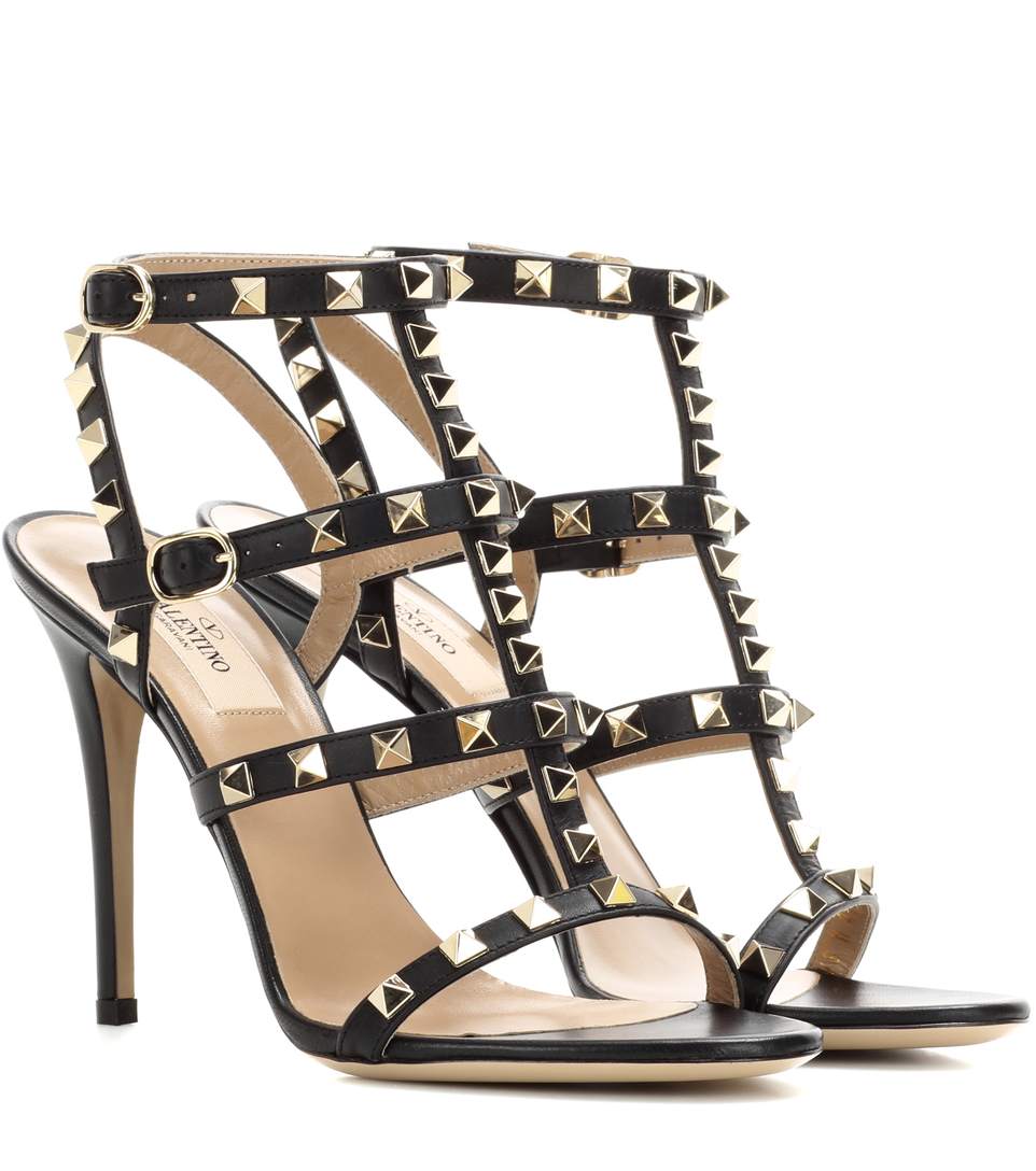 Valentino Garavani Rockstud Patent Leather Cage Sandals In Nero | ModeSens