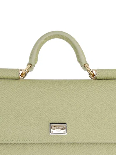 Dolce & Gabbana Shoulder Bag Textured Top Handle Chain In Green