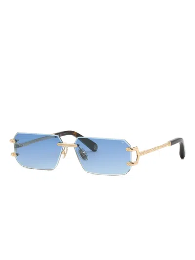 Philipp Plein Eyewear Rectangular-frame Sunglasses In Gold