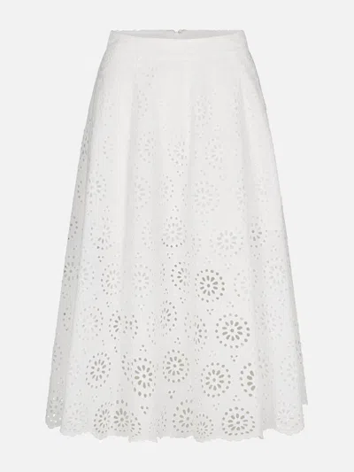 Frame The Solstice Eyelet Midi Skirt In White