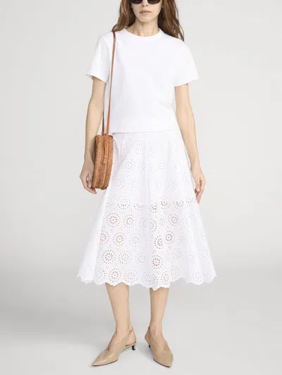 Frame The Solstice Eyelet Midi Skirt In White
