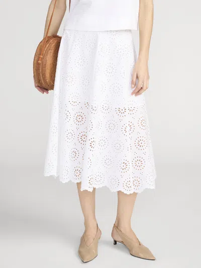 Frame The Solstice Eyelet Midi Skirt In White