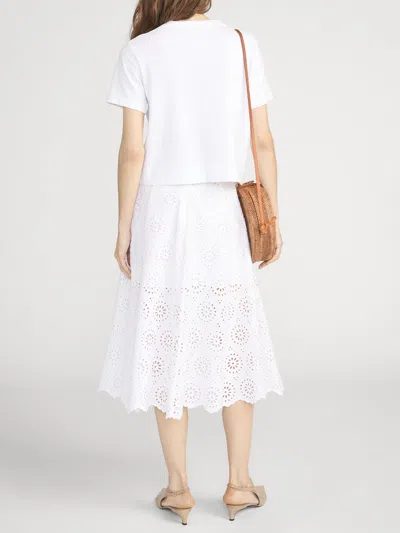 Frame The Solstice Eyelet Midi Skirt In White