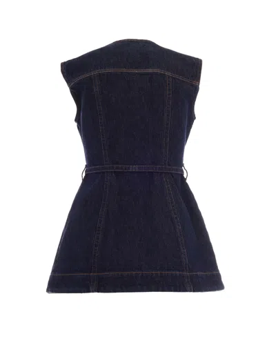Sportmax Blue Solid Round Neck Top