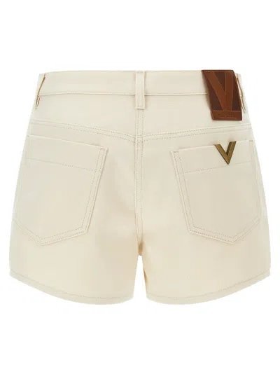 Valentino Garavani Vgold Shorts Bermuda And Short Beige In White