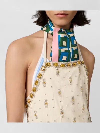 Miu Miu Rectangular Scarf Soft Texture Geometric Pattern In Multi