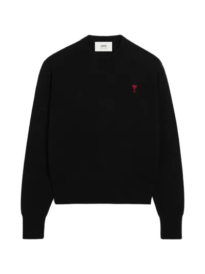 Ami Alexandre Mattiussi Ami Paris Classic Fit Ami De Coeur Organic Cotton Jersey Long-sleeve T-shirt In Black