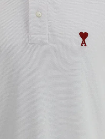 Ami Alexandre Mattiussi Ami Paris Men Cotton Polo Shirt With Iconic Embroidery In White