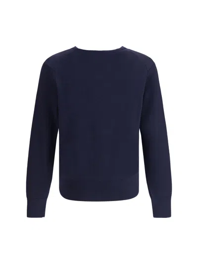Ami Alexandre Mattiussi Ami Paris Men Blue Cardigan With V Neck And Adc Embroidery On The Front In Wool Blend Man