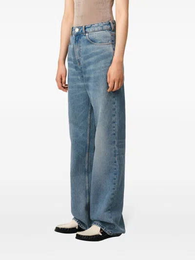 Ami Alexandre Mattiussi High-waisted Wide-leg Denim Pants With Matching Belt In Blue