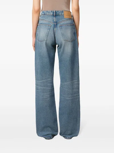 Ami Alexandre Mattiussi High-waisted Wide-leg Denim Pants With Matching Belt In Blue