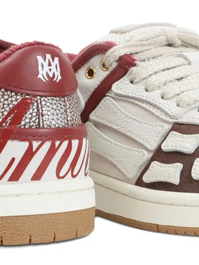 Amiri Brown Xl Skel Top Low Cow Leather Sneakers In Multi