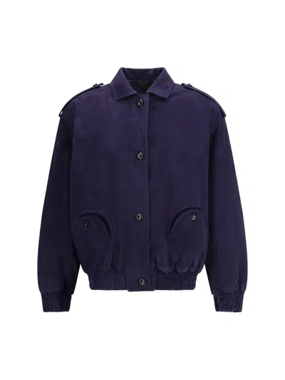 Blazé Milano Womens Nuit Charlie Oversized Suede Bomber Jacket In Purple