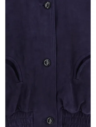 Blazé Milano Womens Nuit Charlie Oversized Suede Bomber Jacket In Purple