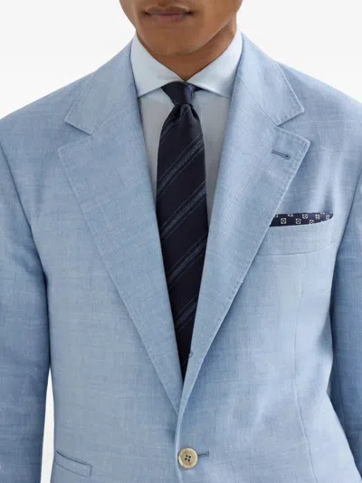 Brunello Cucinelli Tie Striped Pattern Rolled Pointed Tip In Blue