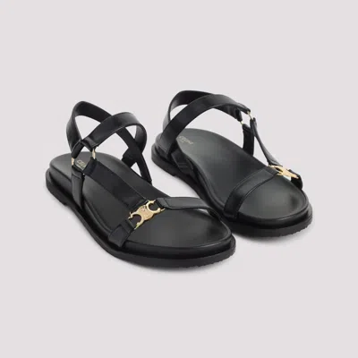 Celine Triumph Hardware Ring Sandals In Black