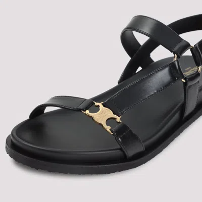 Celine Triumph Hardware Ring Sandals In Black