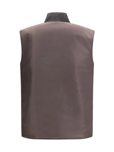 Diesel Brown Polyamide Sleeveless Jacket In Black