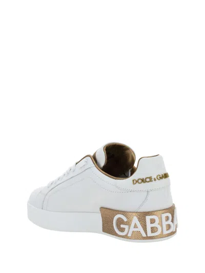 Dolce & Gabbana Calfskin Portofino Sneakers For Women In White