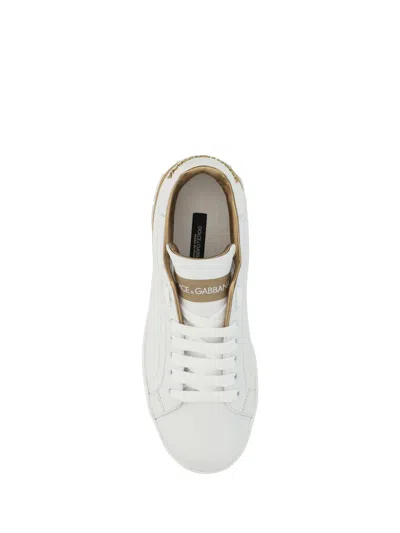 Dolce & Gabbana Calfskin Portofino Sneakers For Women In White