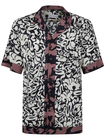 Dries Van Noten Short-sleeve Abstract Pattern Shirt With Camp Collar In Multi