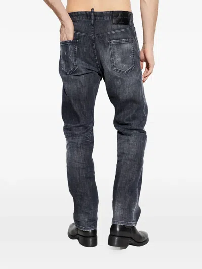 Dsquared2 Stretch Denim Sexy Twist Jeans With Paint Effect Details 17c In Black