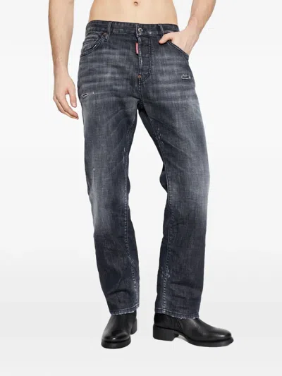 Dsquared2 Stretch Denim Sexy Twist Jeans With Paint Effect Details 17c In Black
